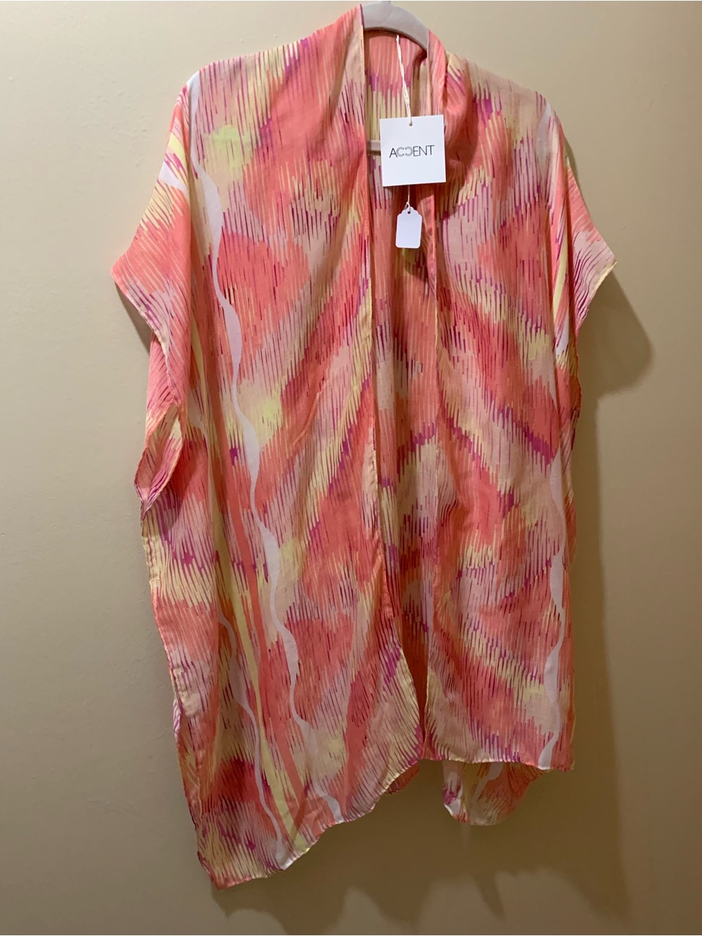 Accent Coral-Pink Watercolor Coverup Kimono